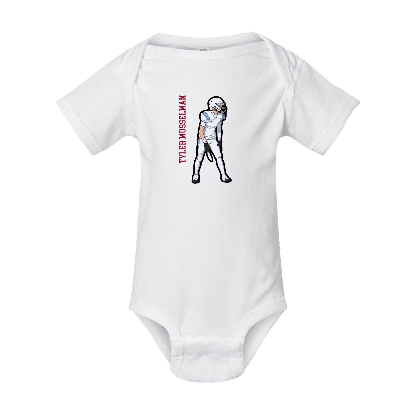 Baby Onesie — Name Vertical in White