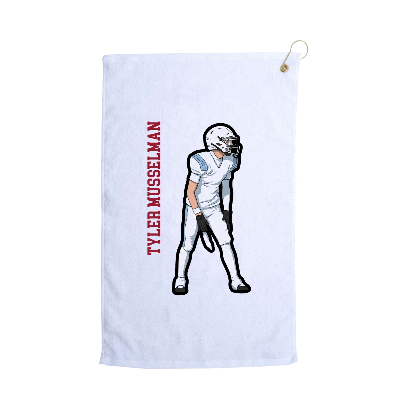 Golf Towel — Name Vertical in White