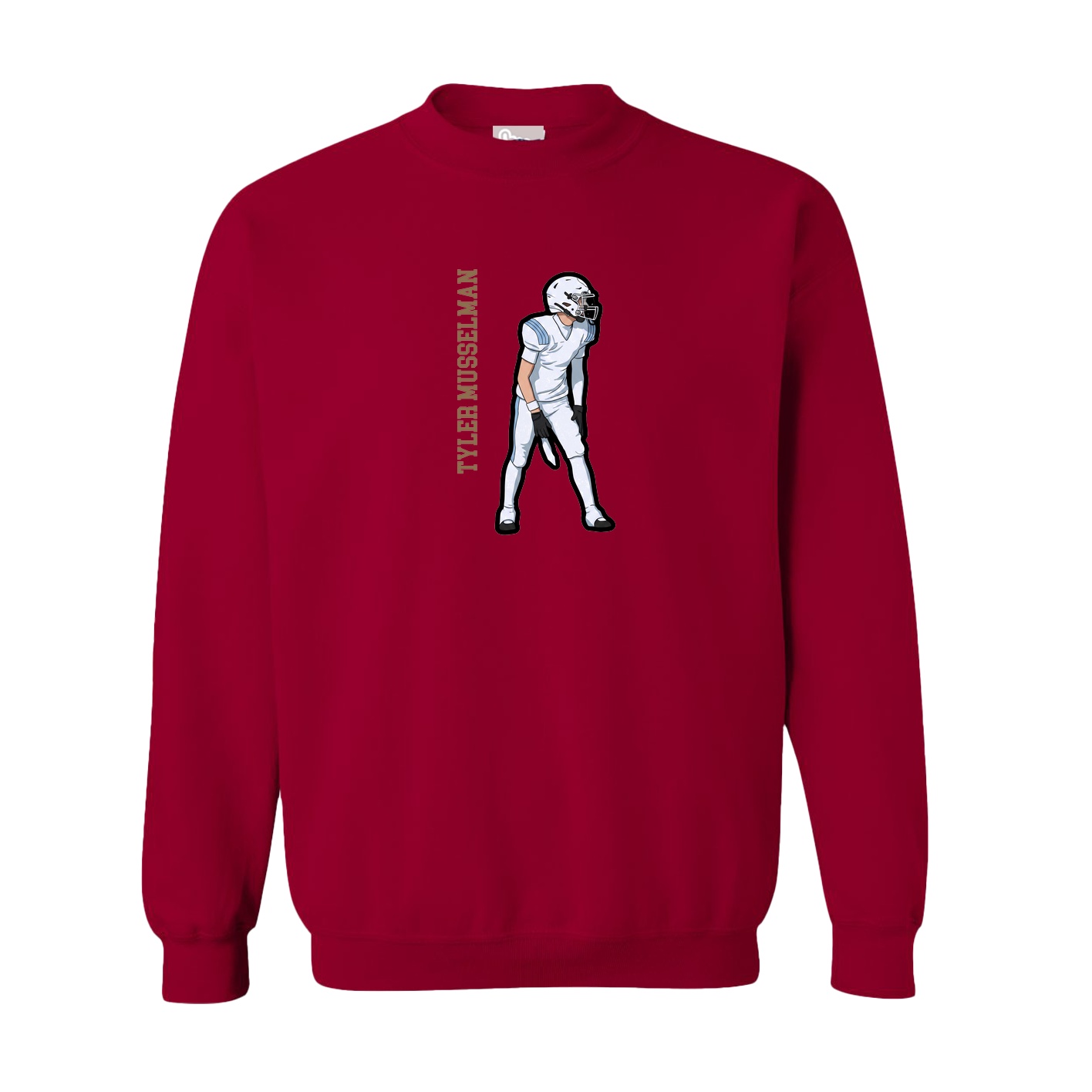 Fleece Crew — Name Vertical in Cardinal