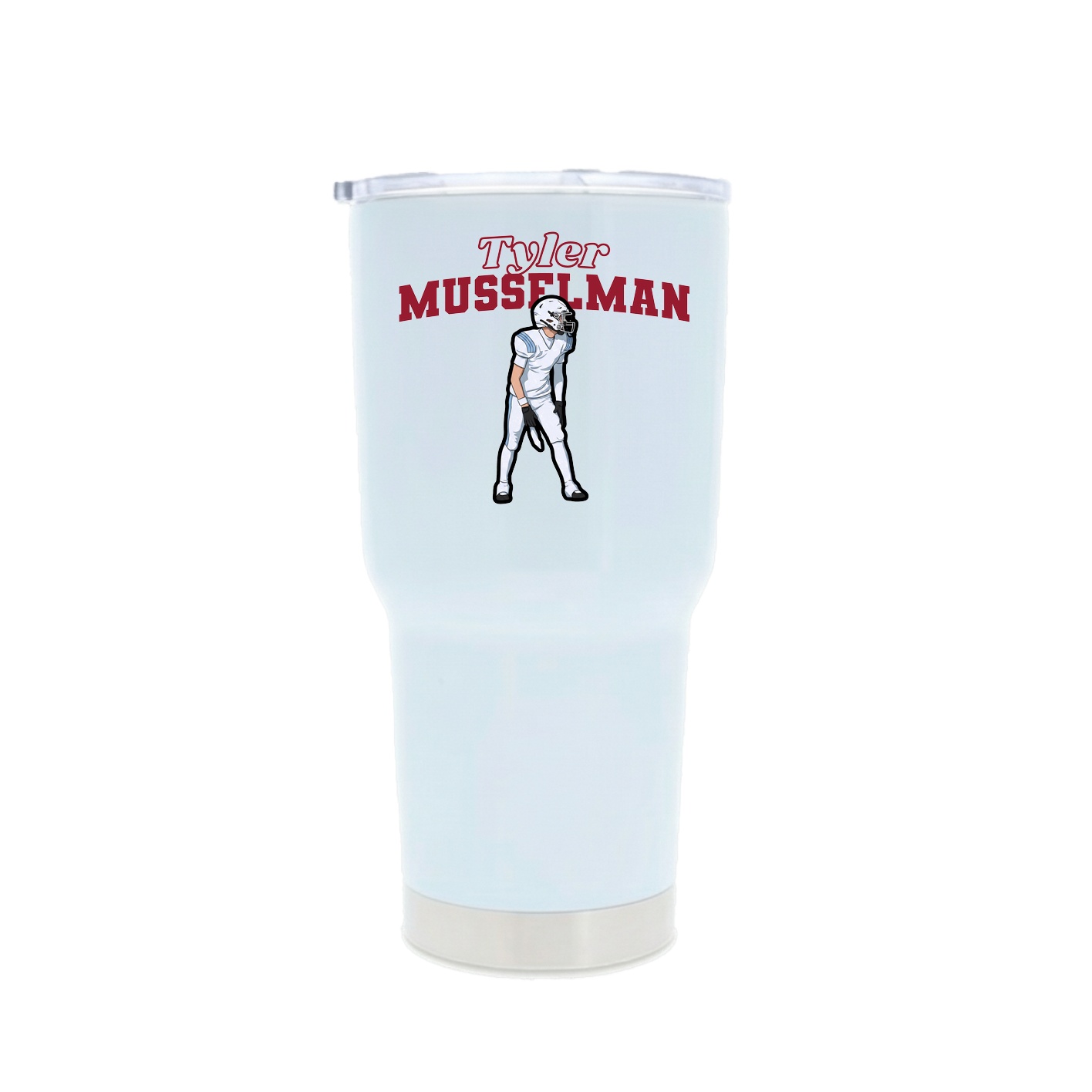 30oz Stainless Steel Tumbler — Name Arch in White