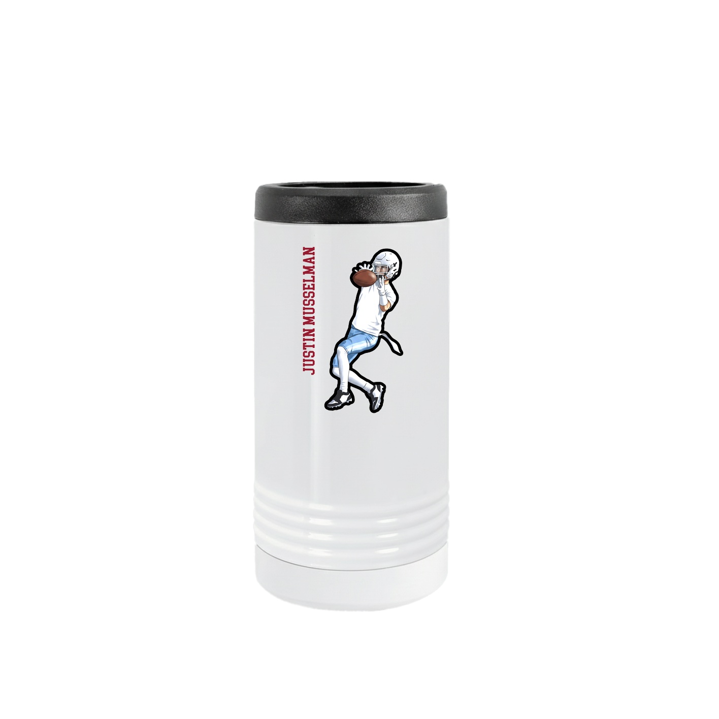 Slim Beverage Holder — Name Vertical in White