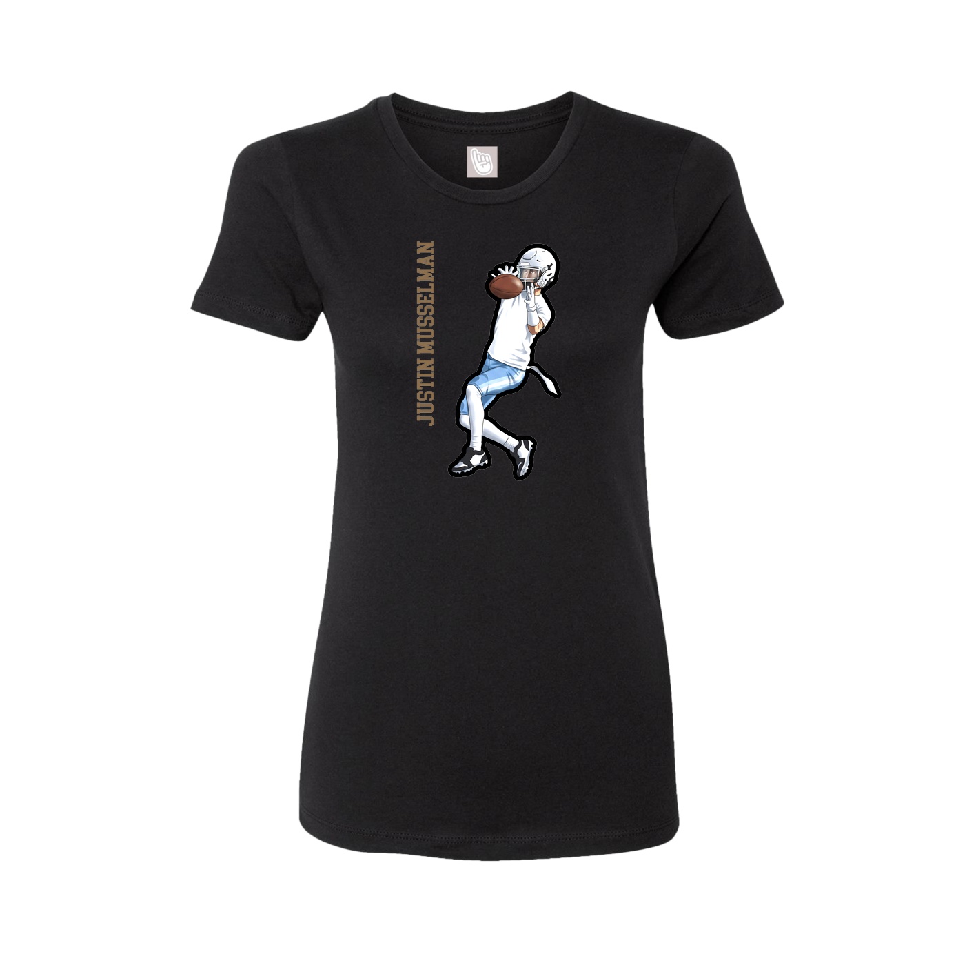 Womens Tee — Name Vertical in Black