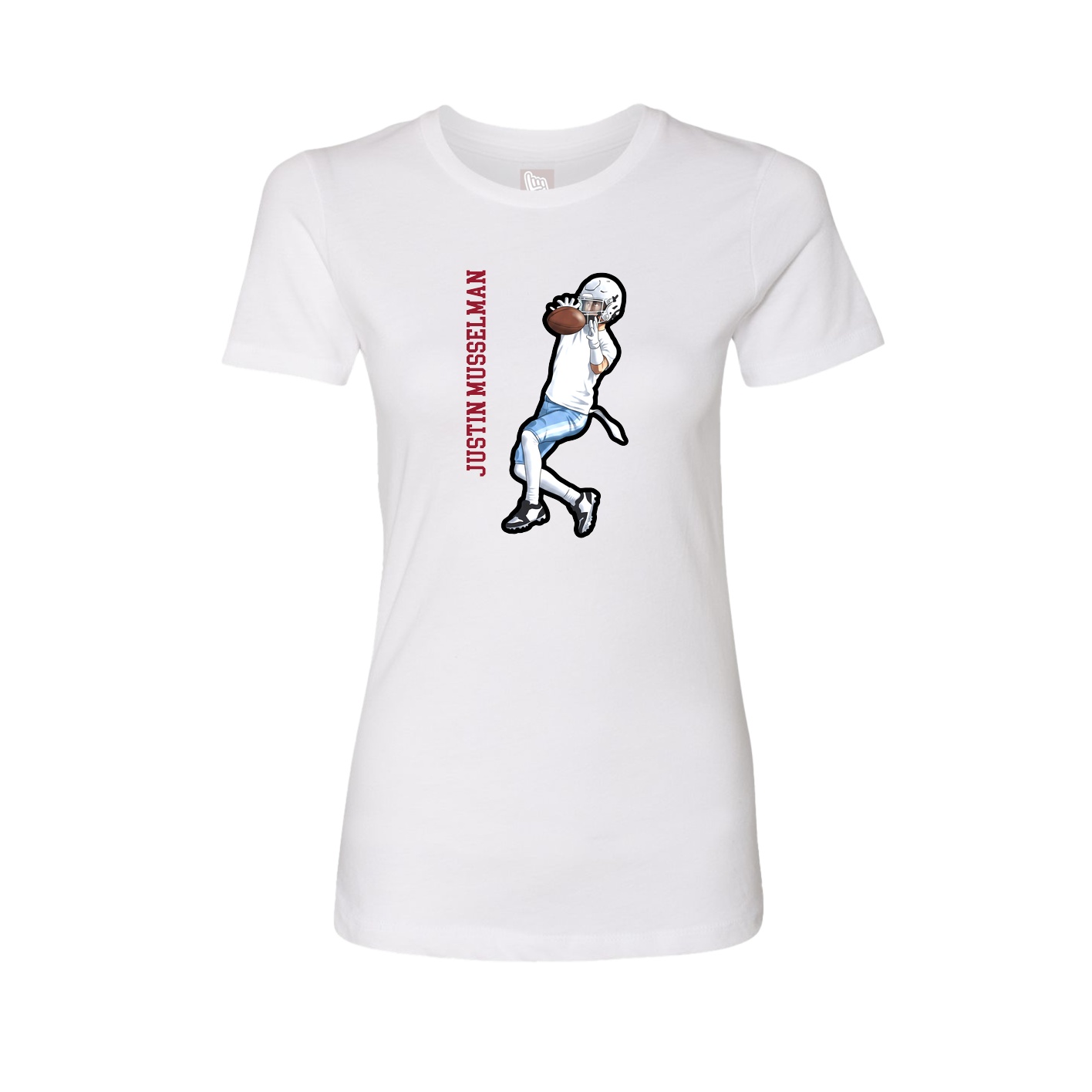 Fitted Women's Tee — Name Vertical in White