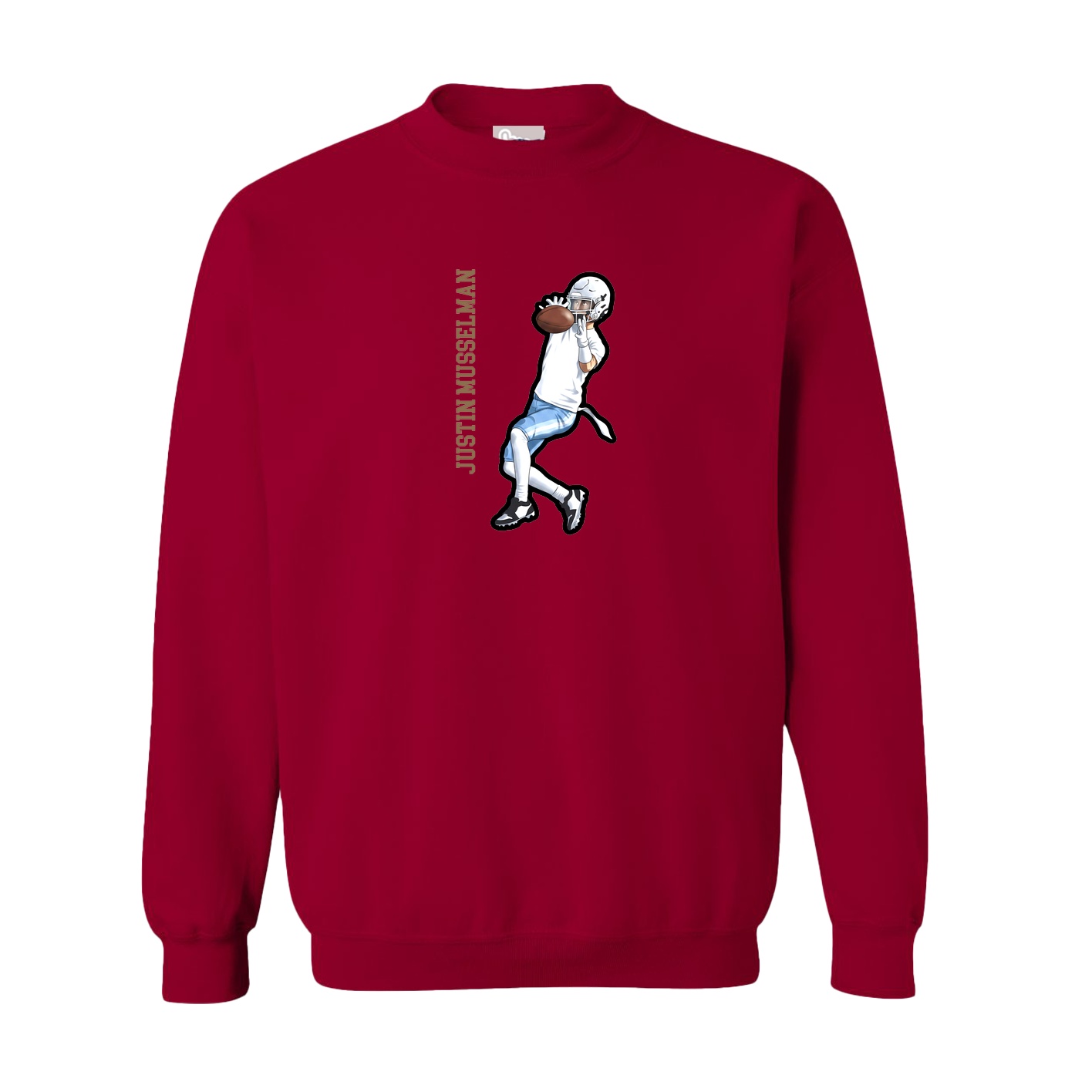 Fleece Crew — Name Vertical in Cardinal