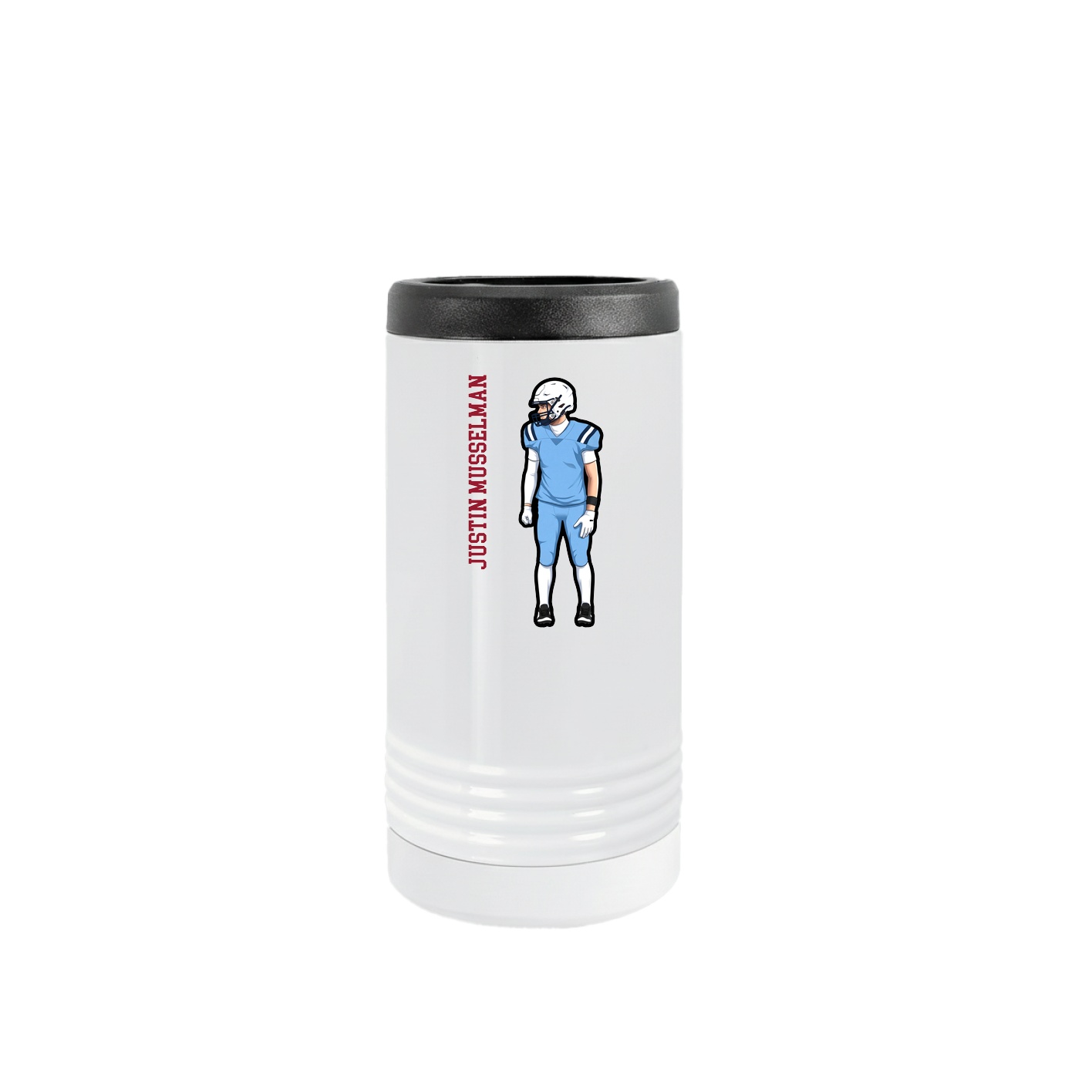 Slim Beverage Holder — Name Vertical in White