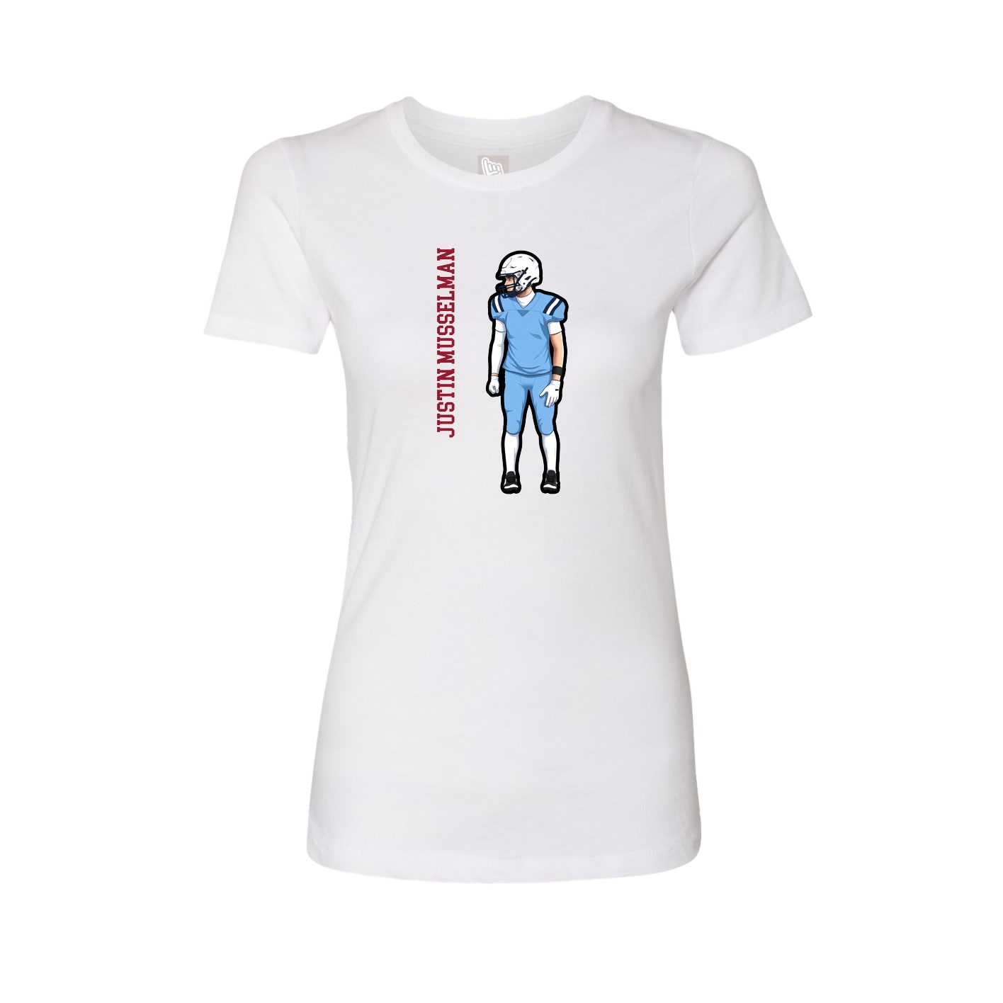 Womens Tee — Name Vertical in White