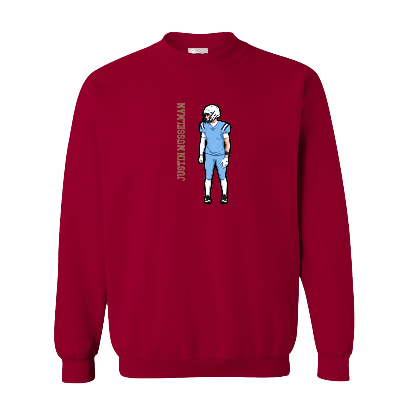 Fleece Crew — Name Vertical in Cardinal