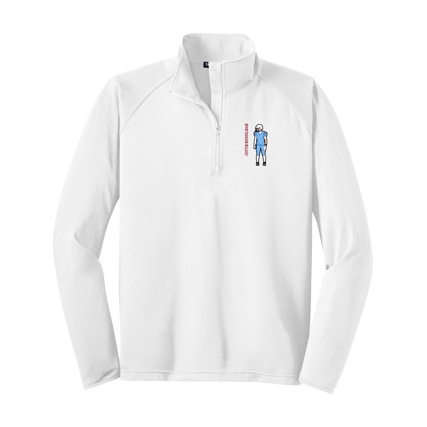 Q-Zip Pullover — Name Vertical in White