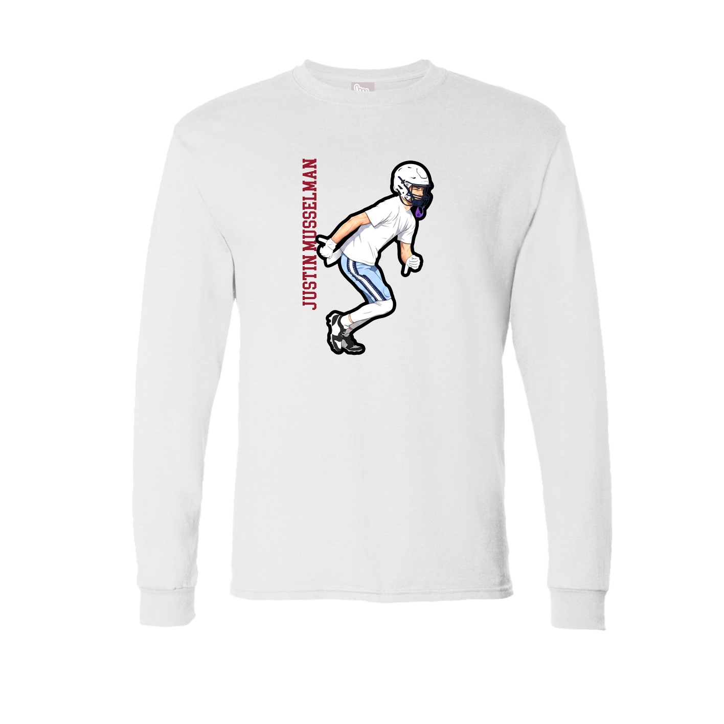 Long Sleeve Tee — Name Vertical in White
