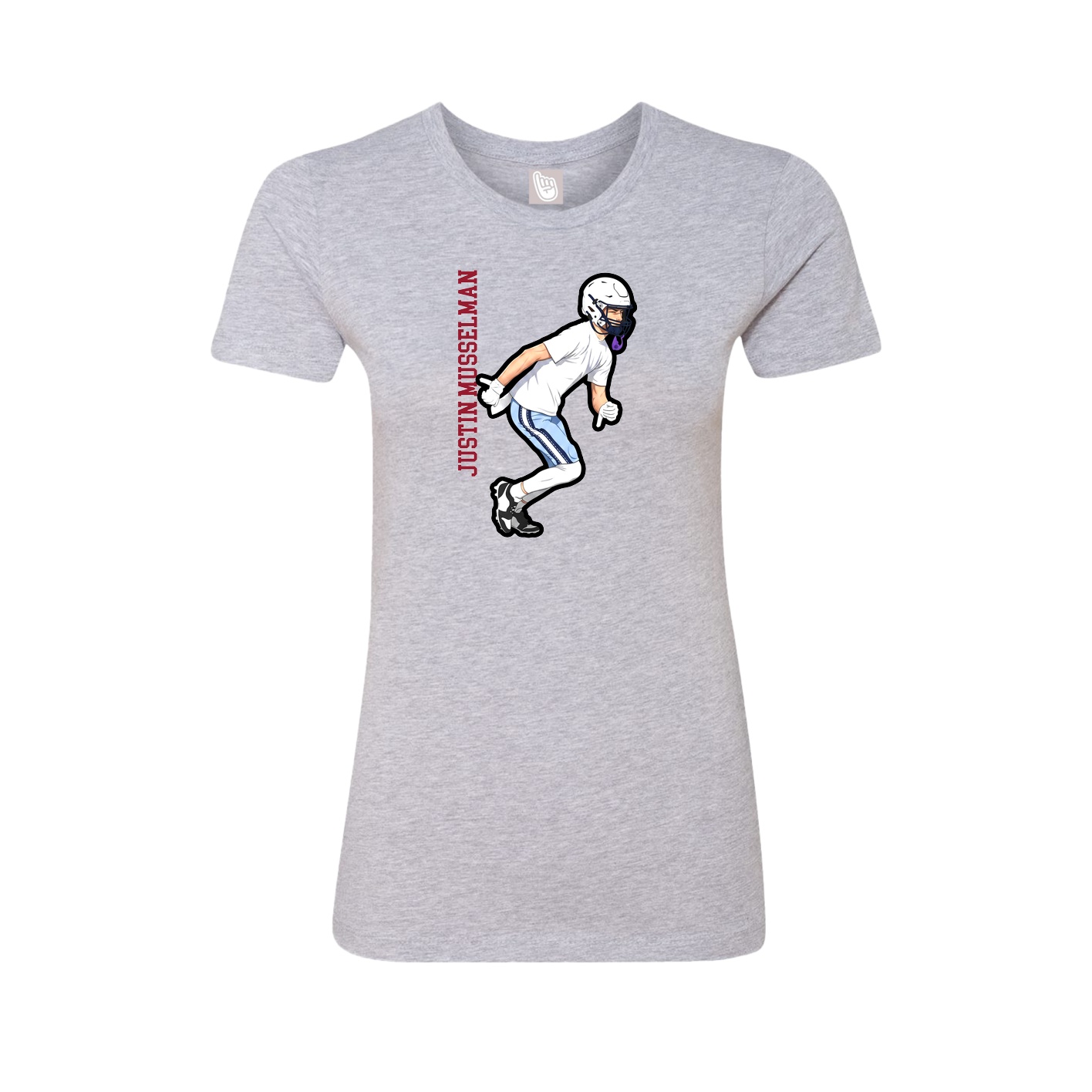 Fitted Women's Tee — Name Vertical in Grey