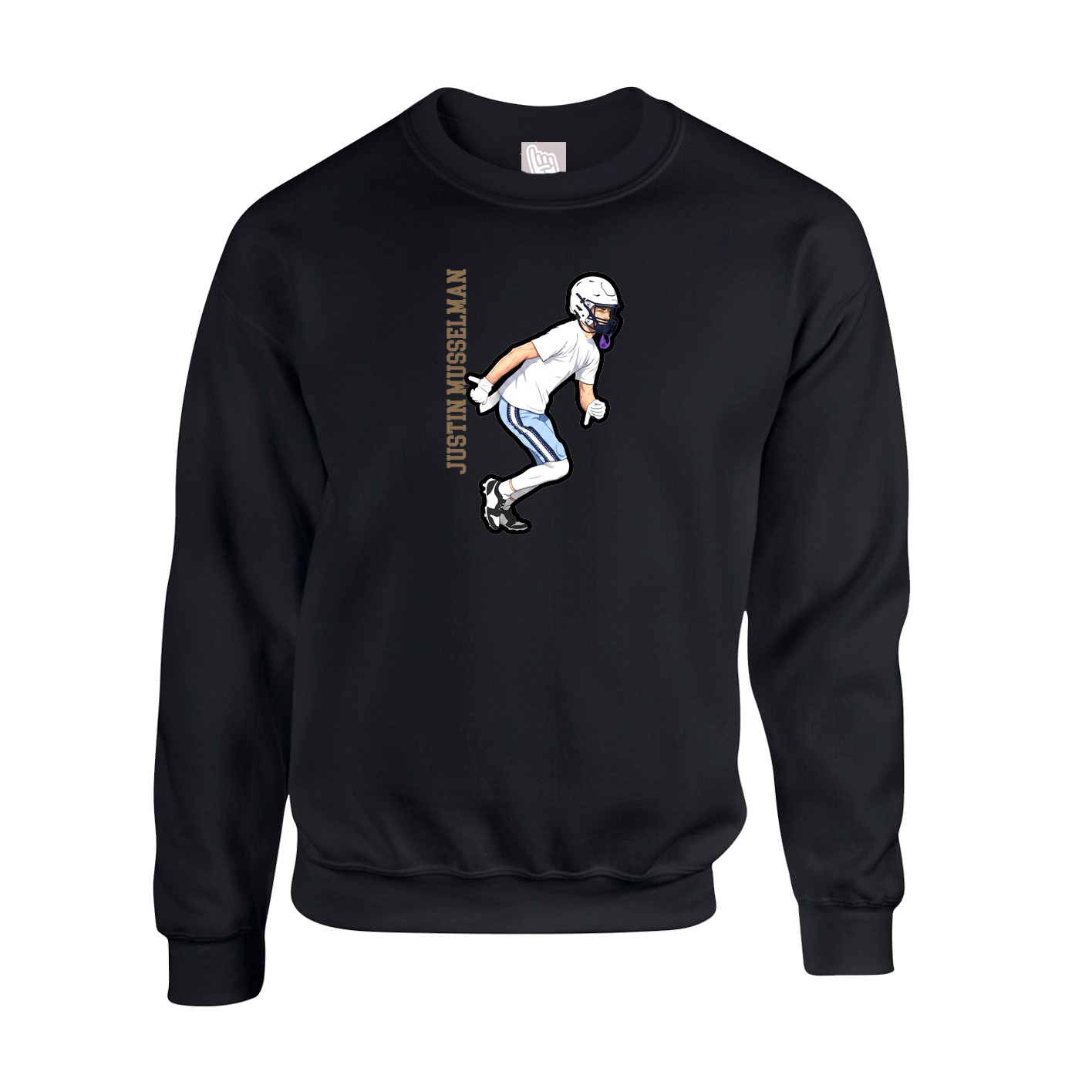 Fleece Crew — Name Vertical in Black