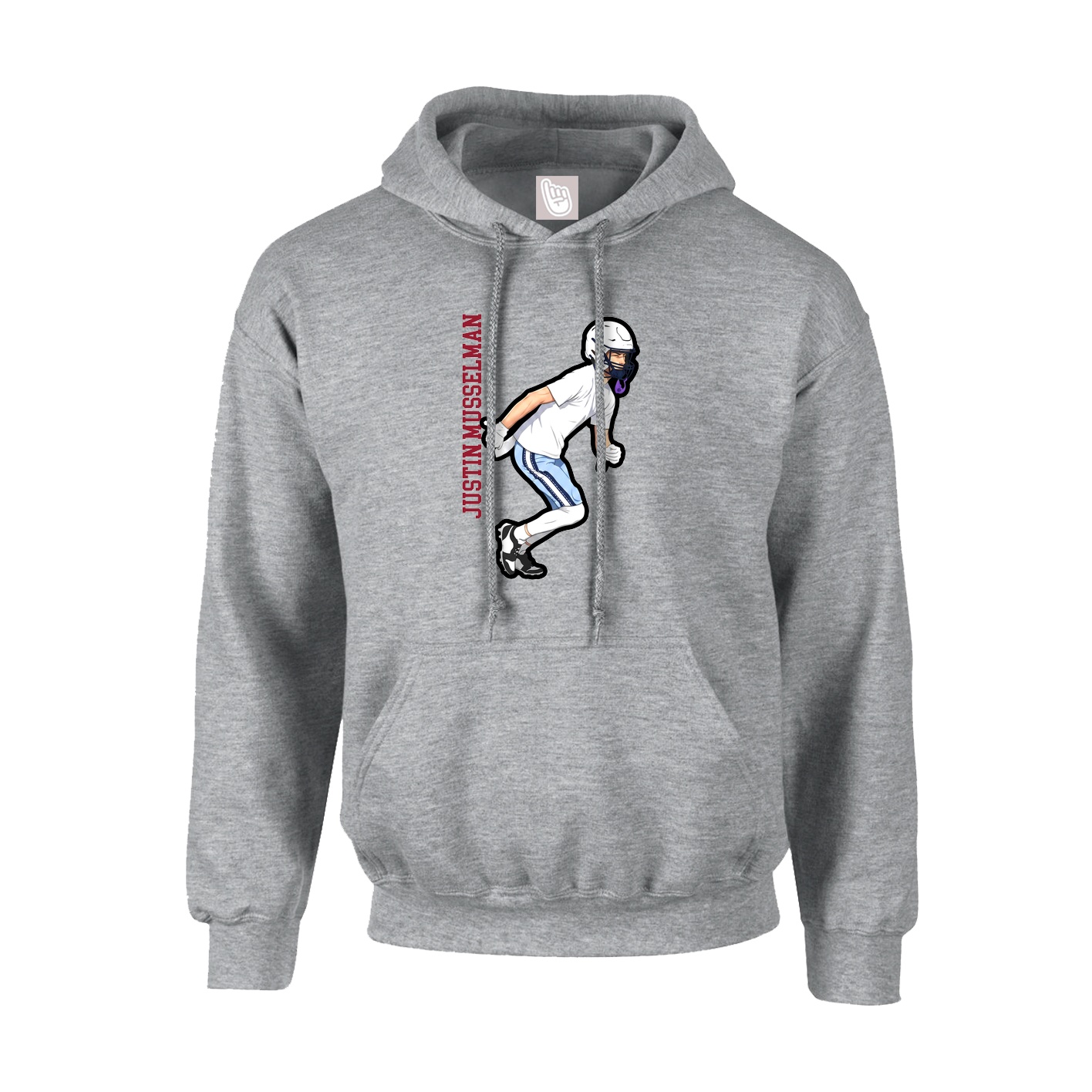 Youth Hoodie — Name Vertical in Grey