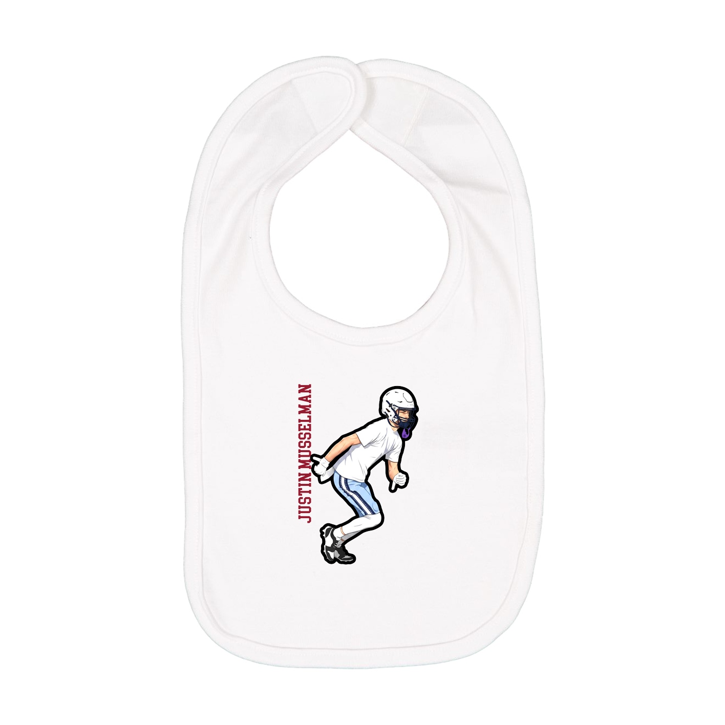 Infant Bib — Name Vertical in White