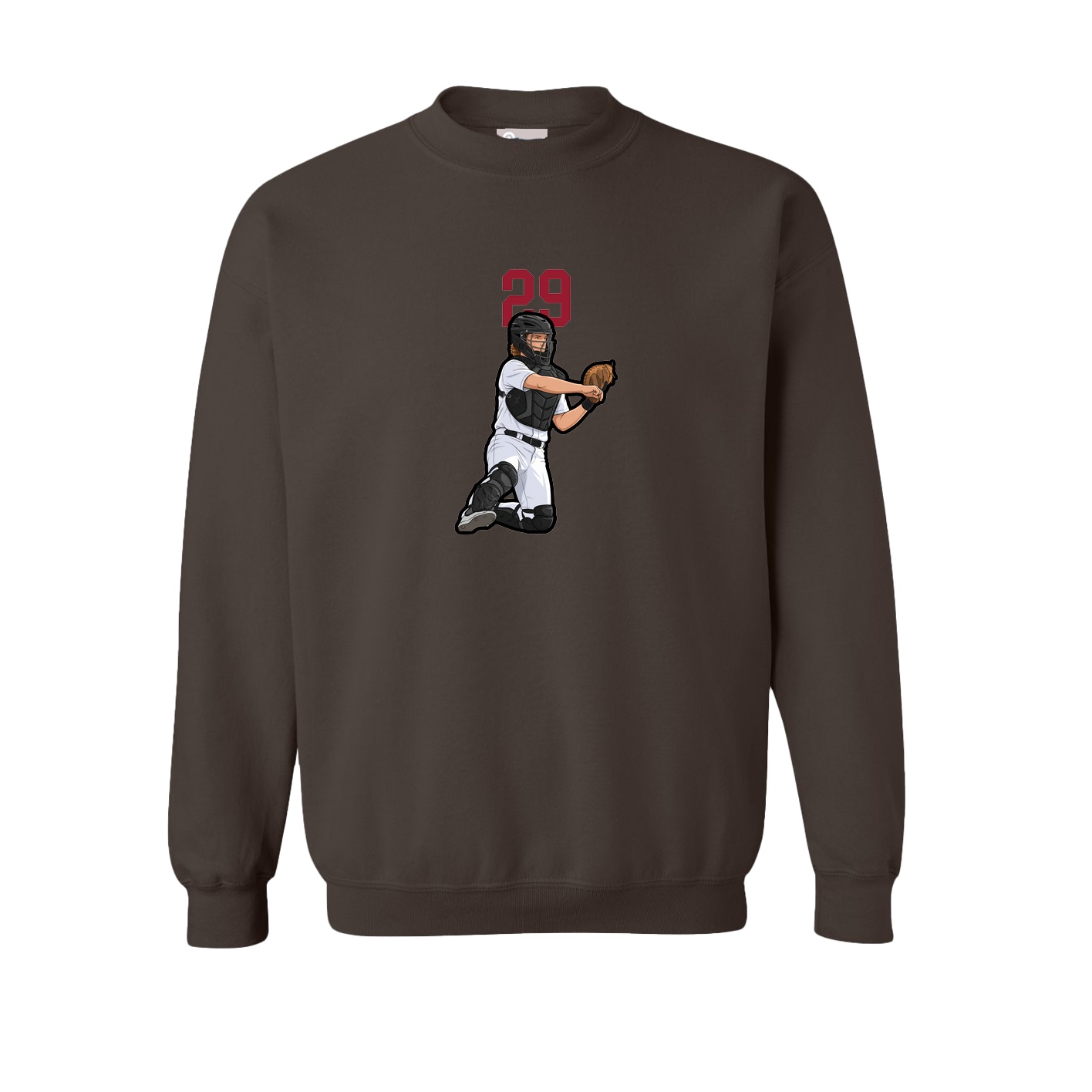 Fleece Crew — Number Top in Brown