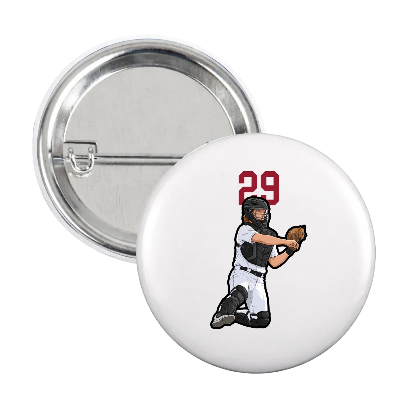 Game Day Button — Number Top in White