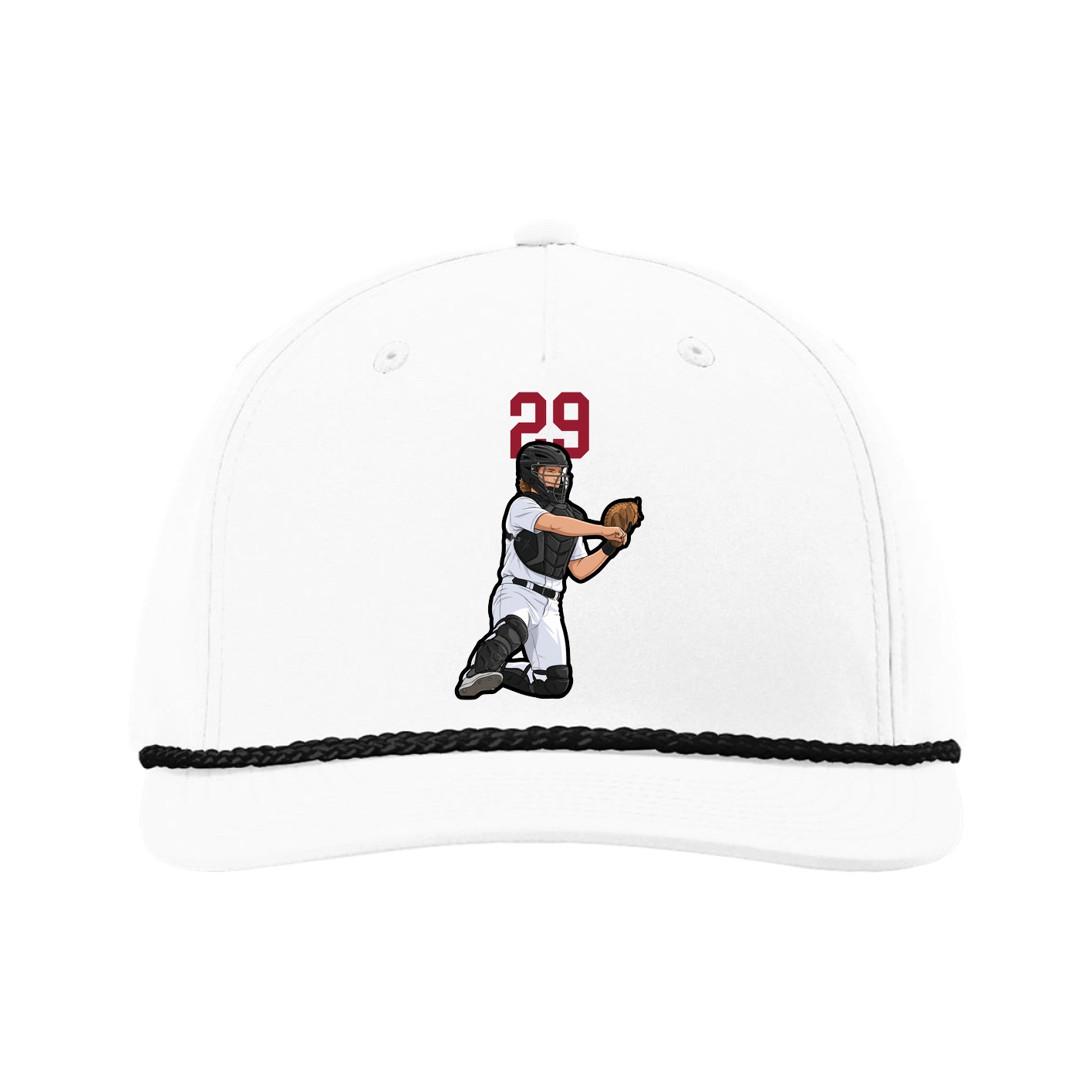 Five-Panel Classic Rope Cap — Number Top in White