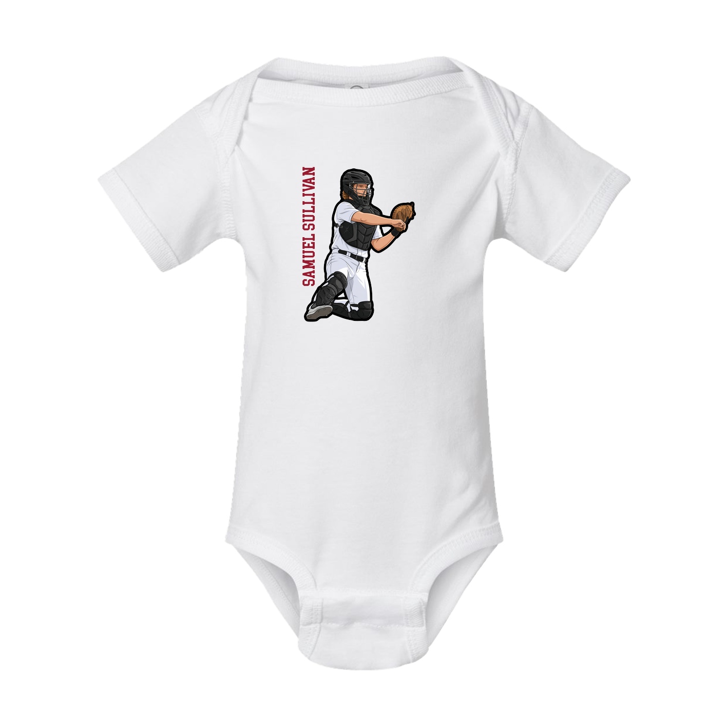 Baby Onesie — Name Vertical in White