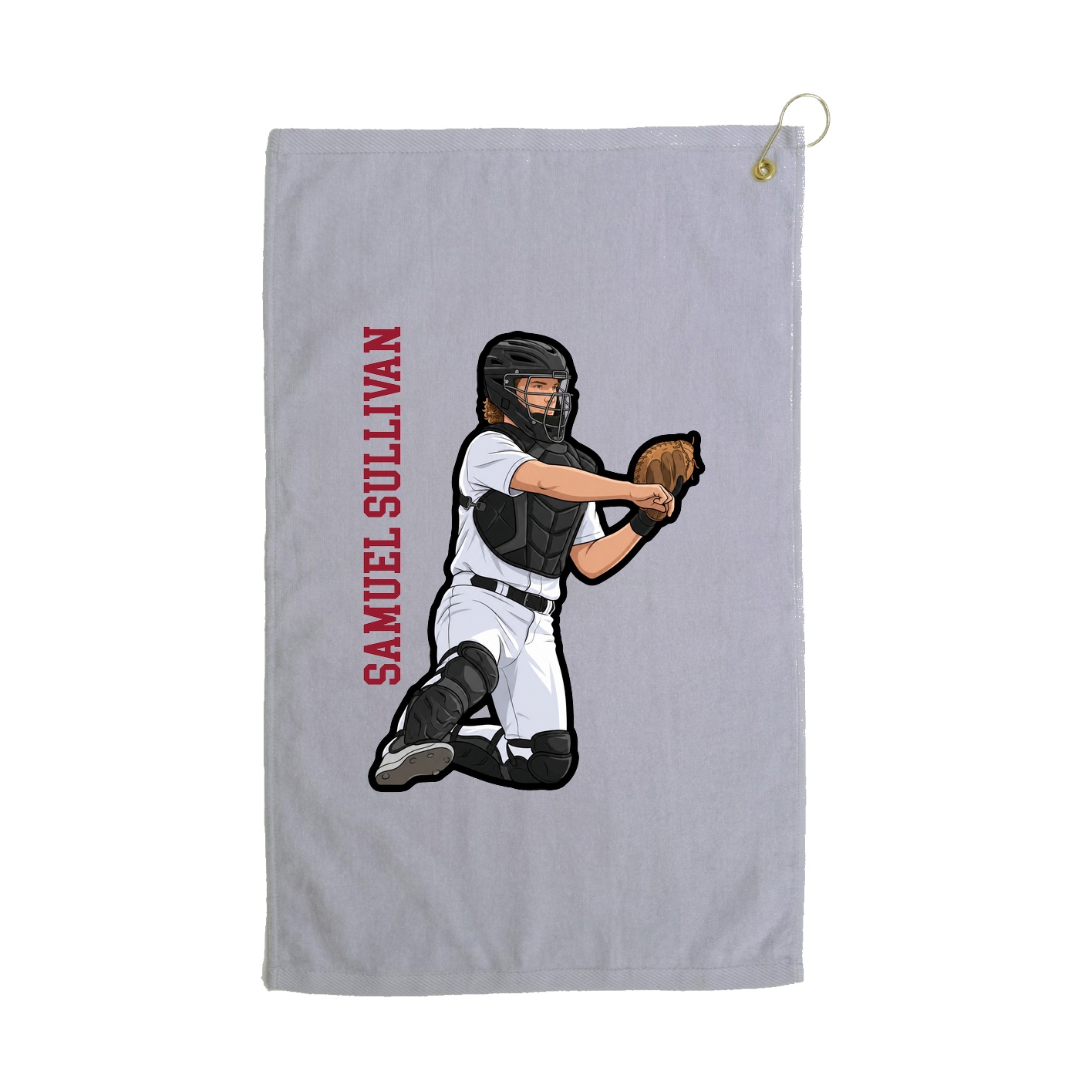 Golf Towel — Name Vertical in Grey