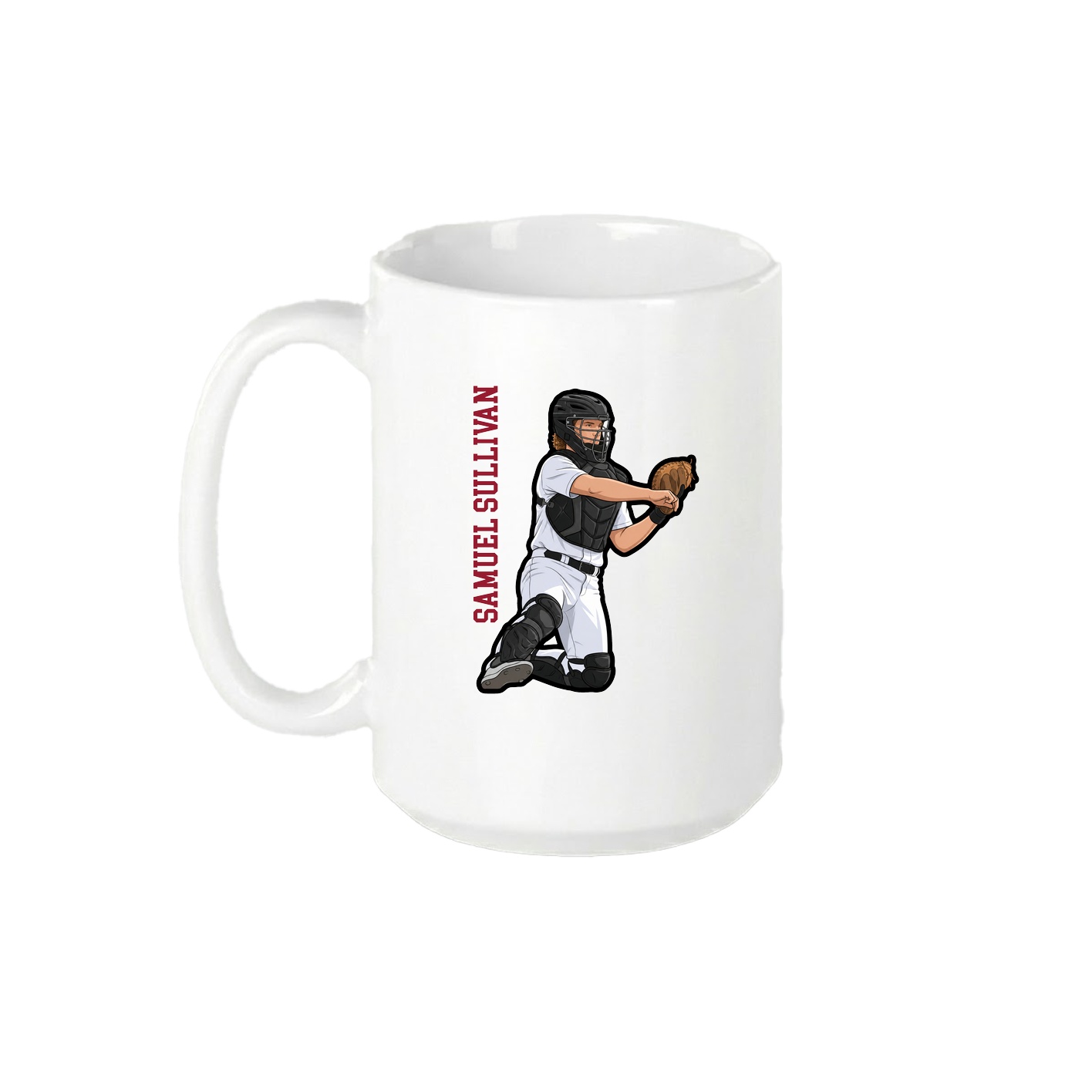 15oz Coffee Mug — Name Vertical in White