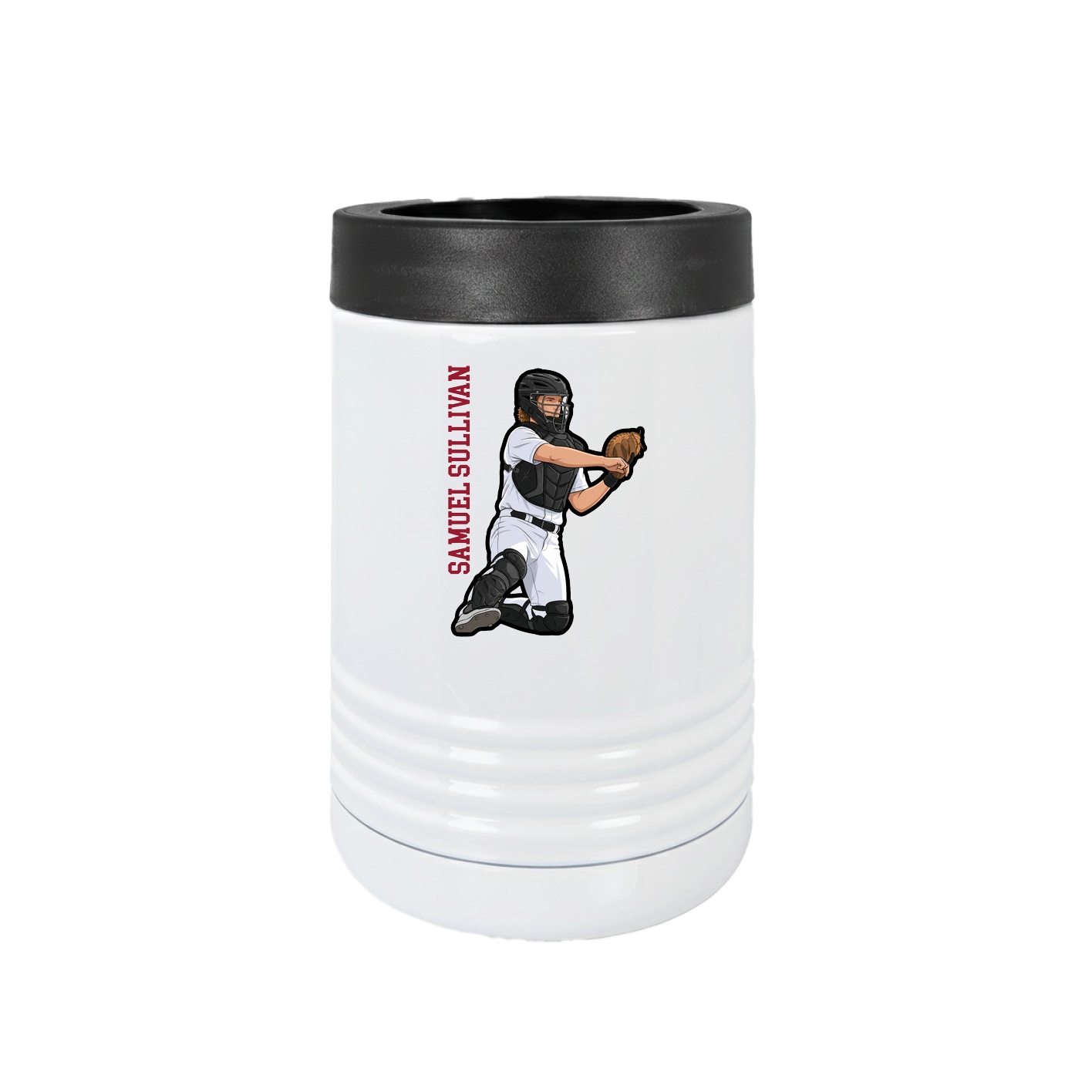 Beverage Holder — Name Vertical in White