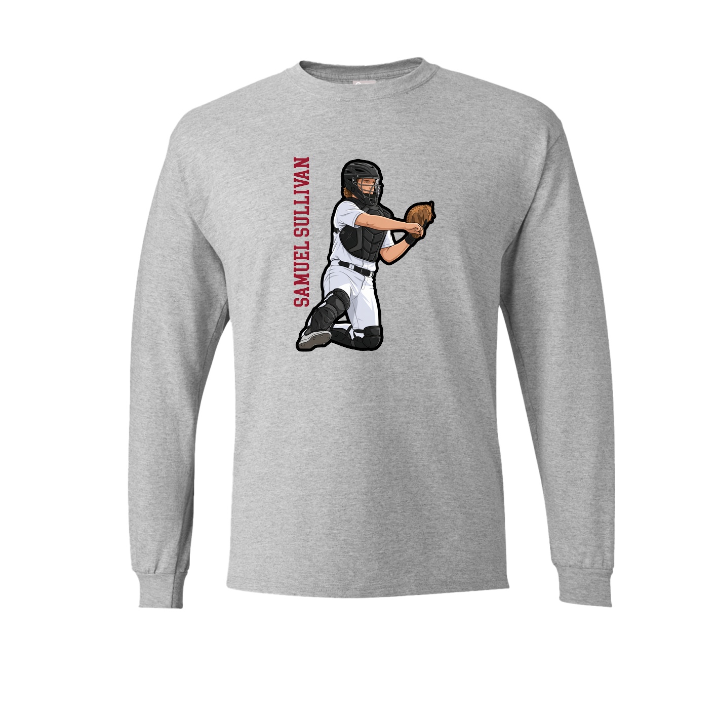 Long Sleeve Tee — Name Vertical in Grey