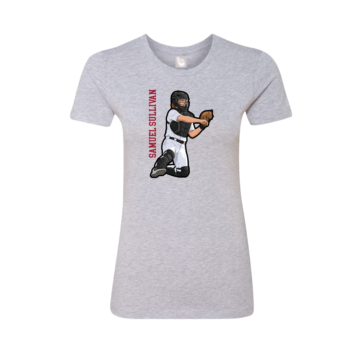 Fitted Women's Tee — Name Vertical in Grey
