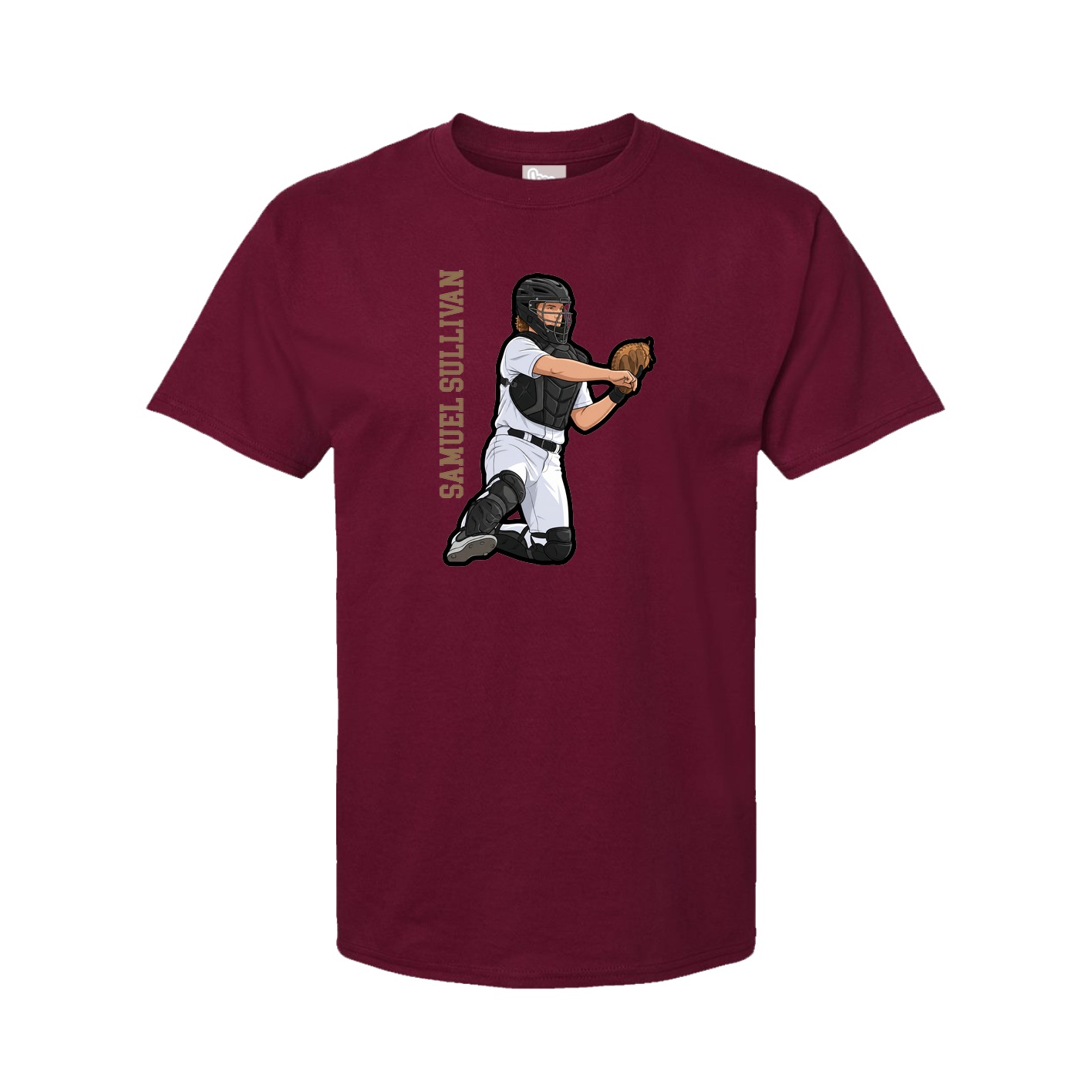 Youth Tee — Name Vertical in Cardinal