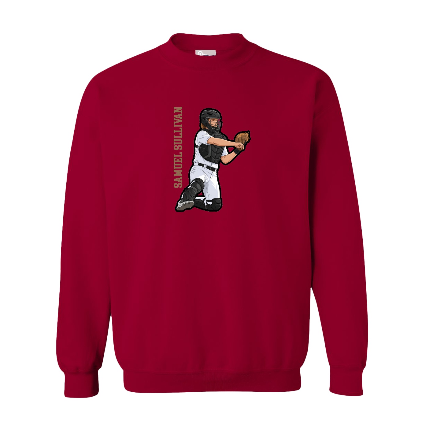 Fleece Crew — Name Vertical in Cardinal