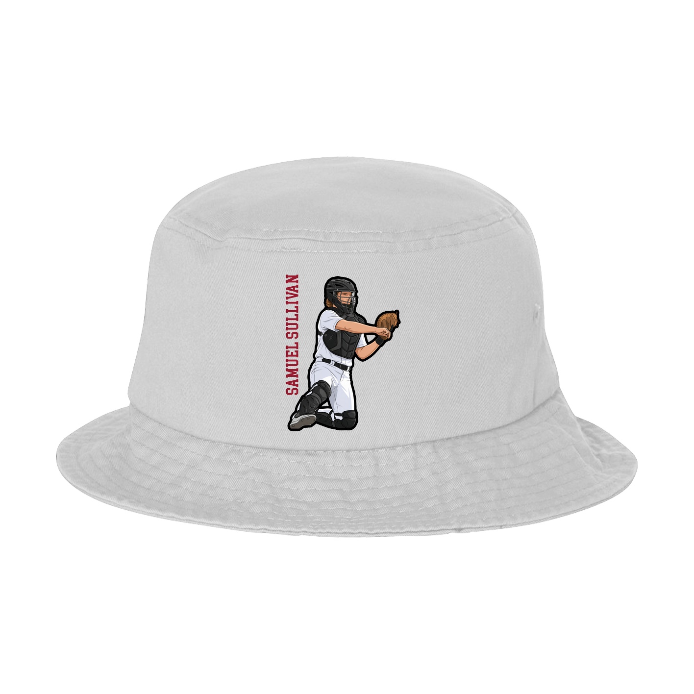 Bucket Cap — Name Vertical in White