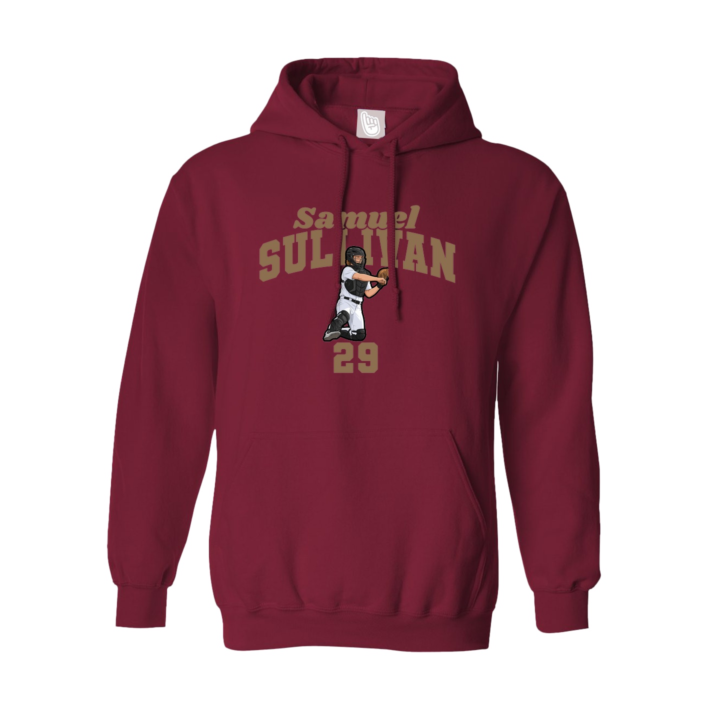 Hoodie — Signature Arch in Cardinal