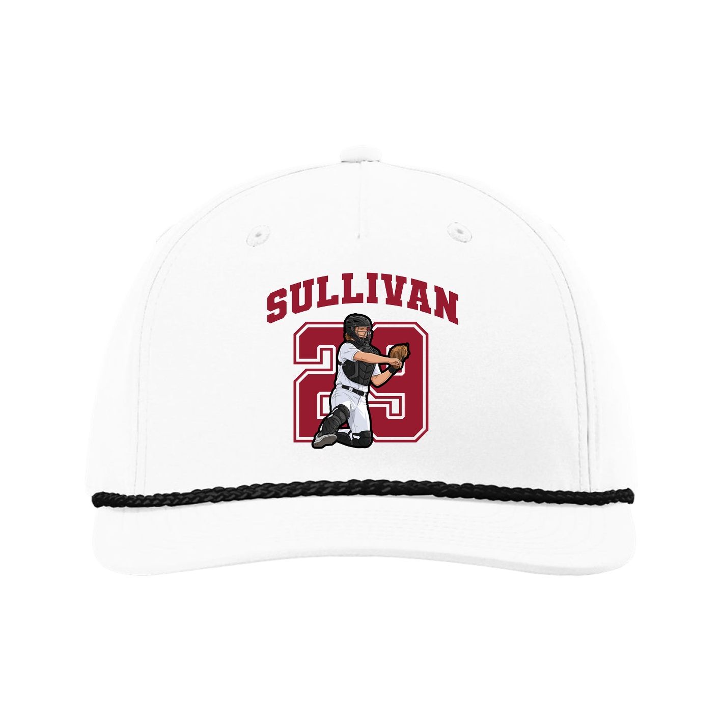 Five-Panel Classic Rope Cap — Number in White