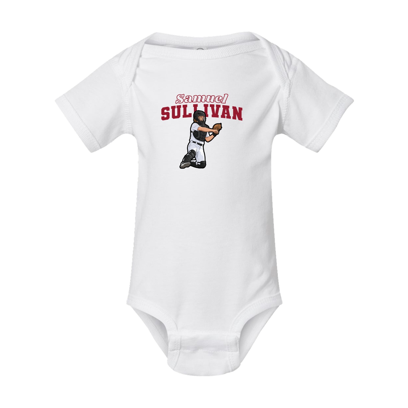 Baby Onesie — Name Arch in White