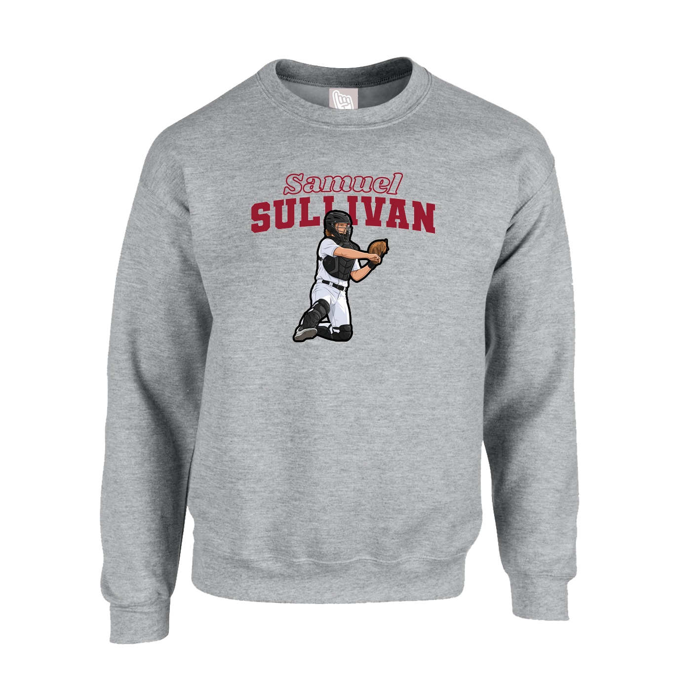 Fleece Crew — Name Arch in Grey