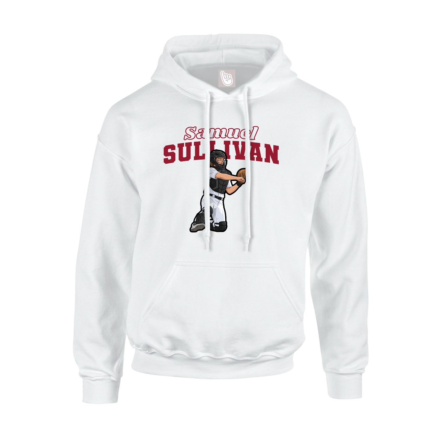 Youth Hoodie — Name Arch in White