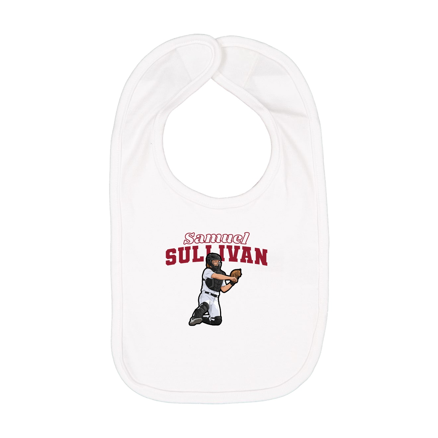 Infant Bib — Name Arch in White