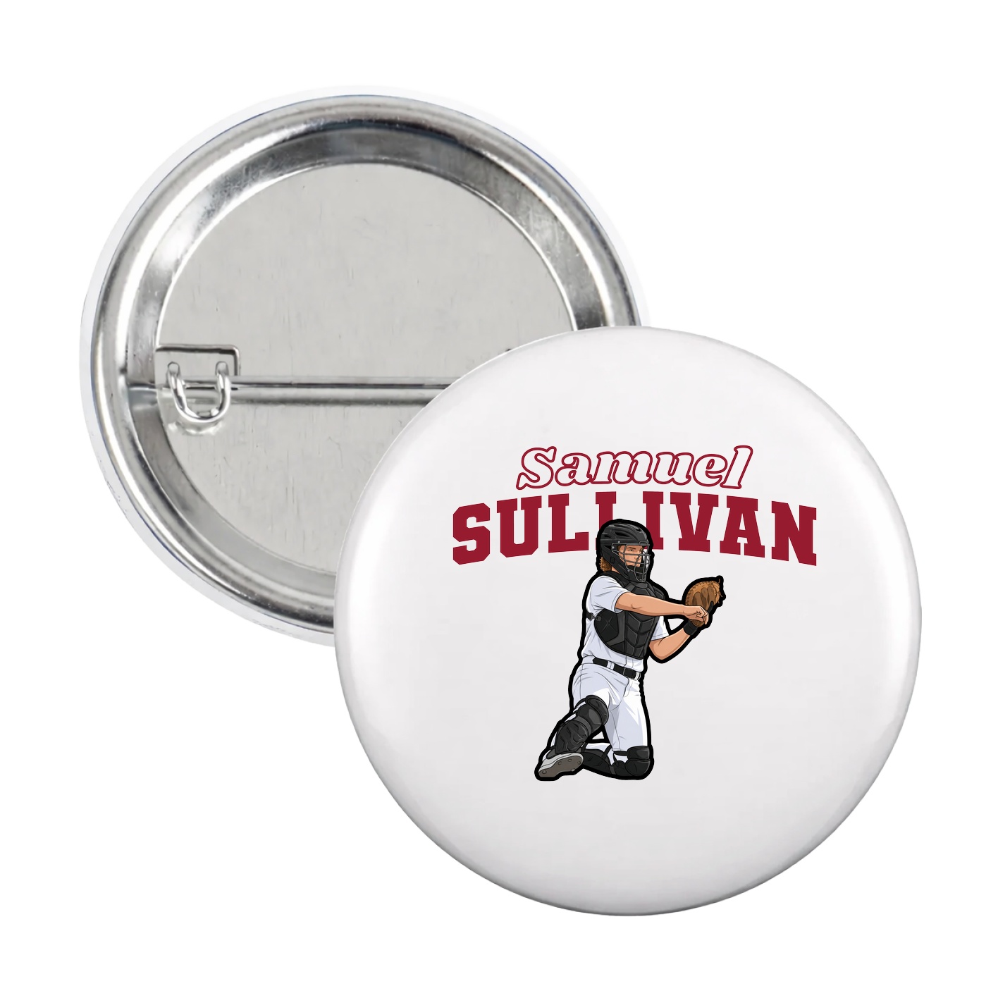 Game Day Button — Name Arch in White