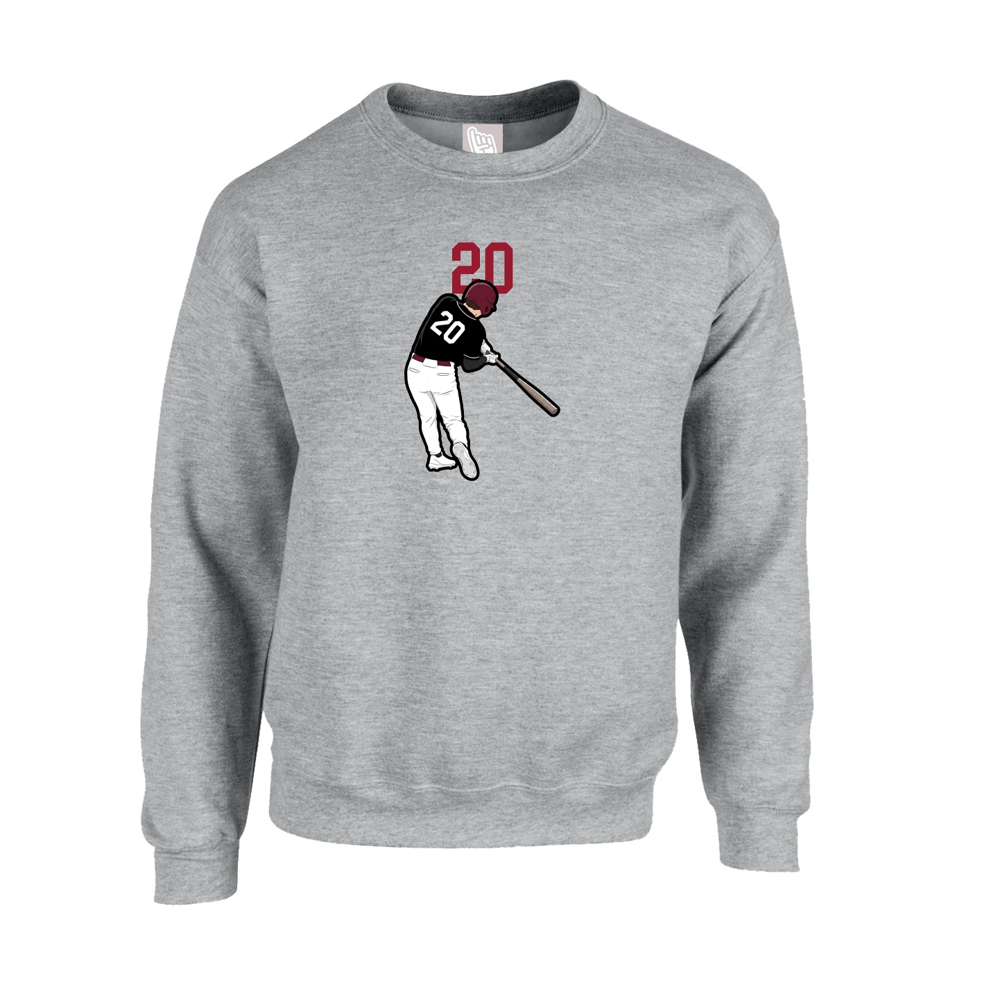 Fleece Crew — Number Top in Grey