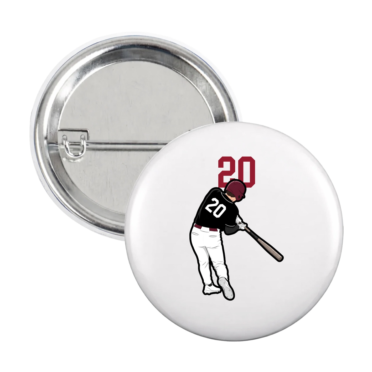 Game Day Button — Number Top in White