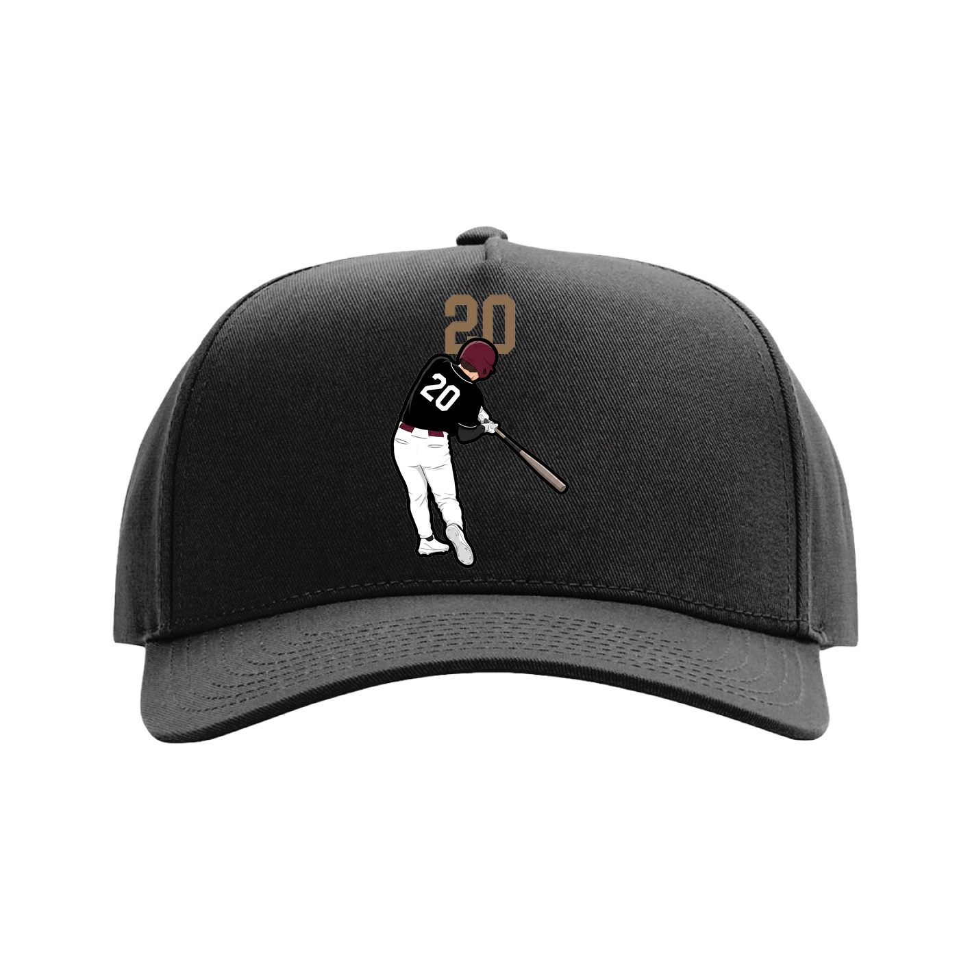 Full Fabric Five-Panel Champ Cap — Number Top in Black