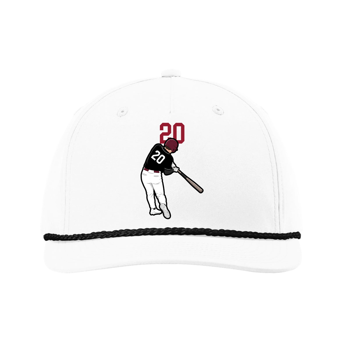 Five-Panel Classic Rope Cap — Number Top in White