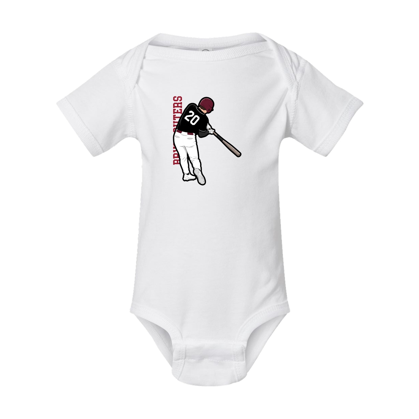 Baby Onesie — Name Vertical in White