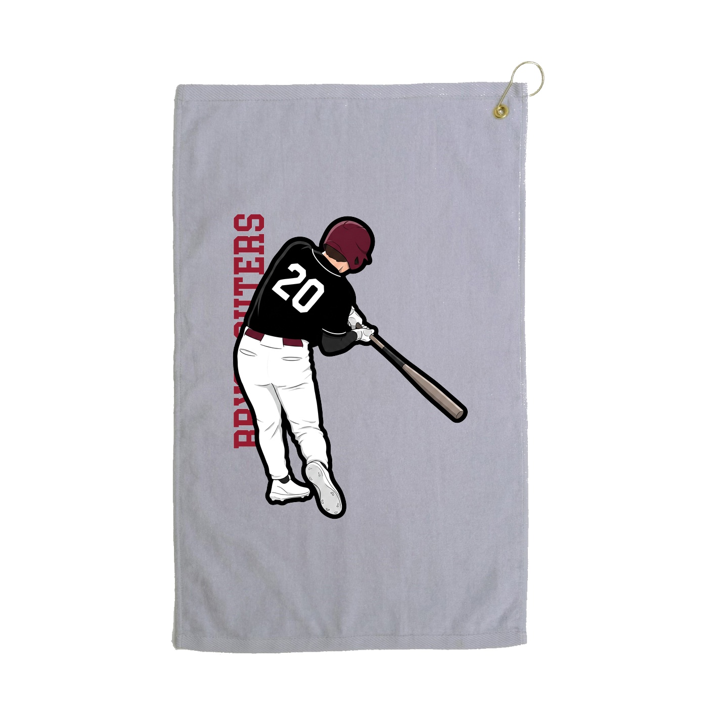 Golf Towel — Name Vertical in Grey