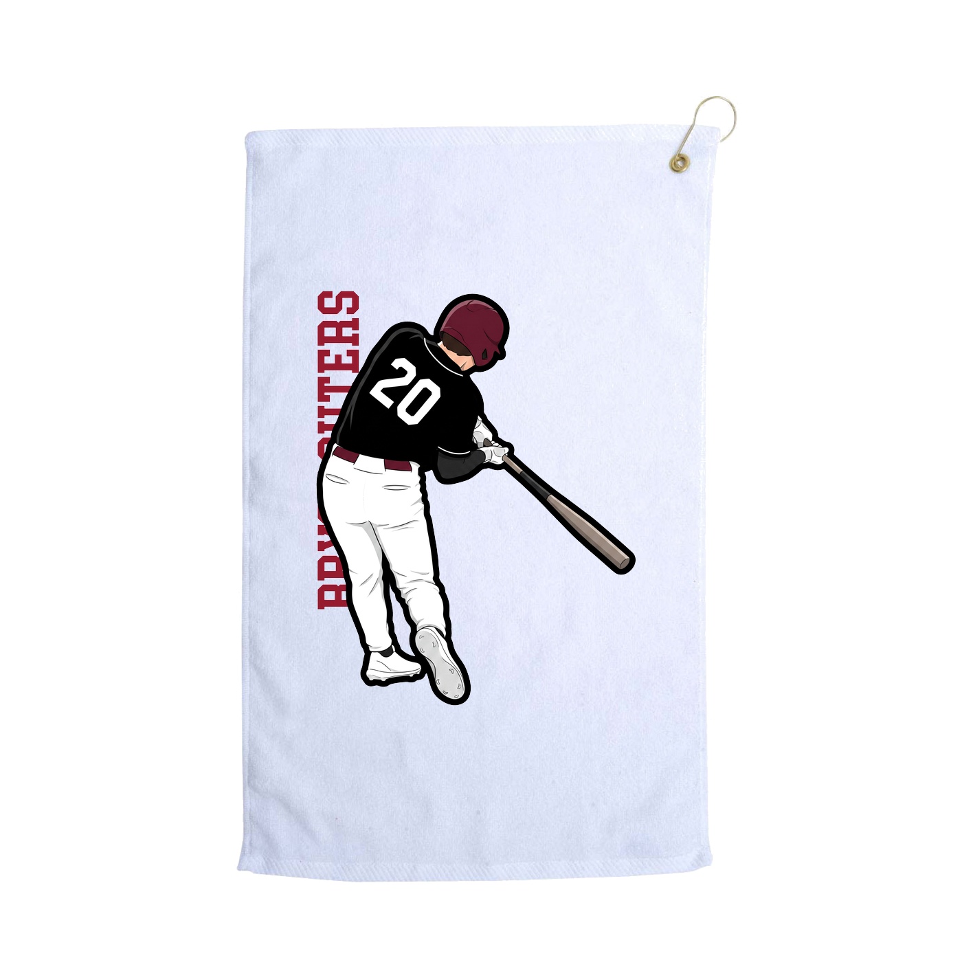 Golf Towel — Name Vertical in White