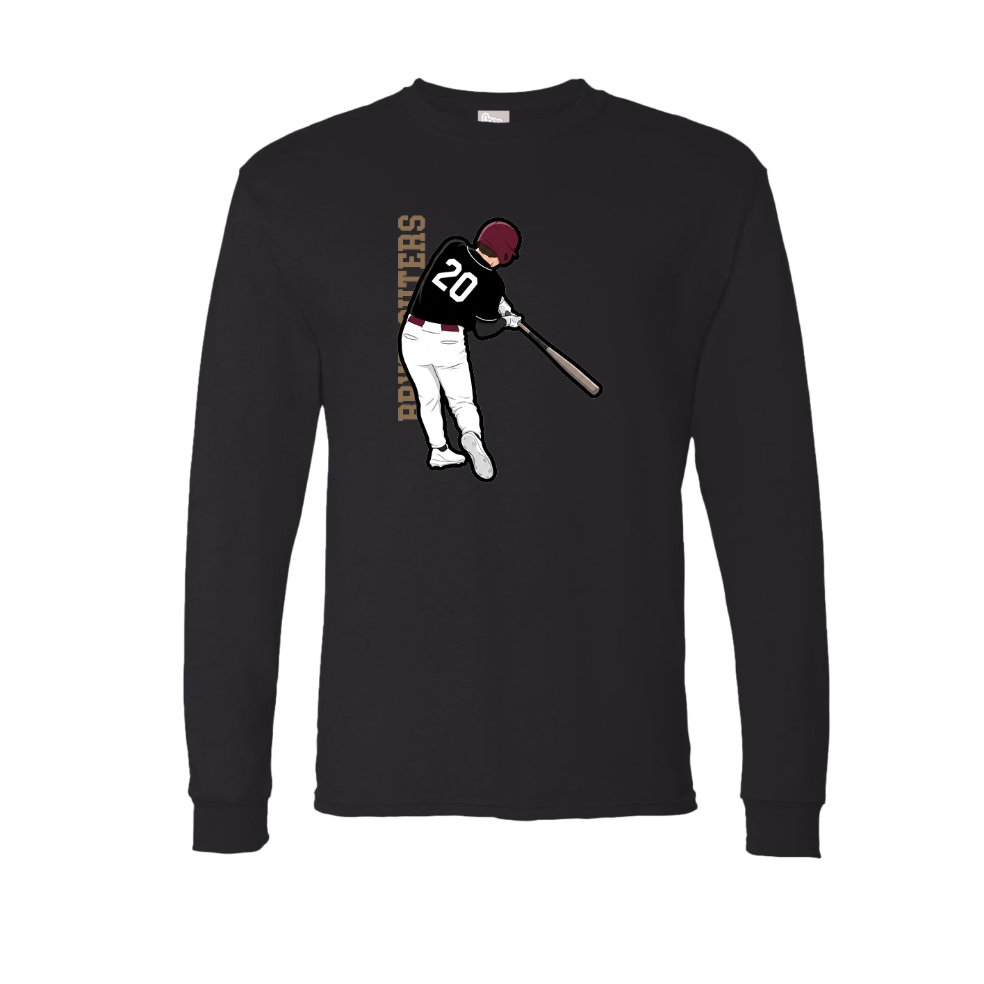Long Sleeve Tee — Name Vertical in Black