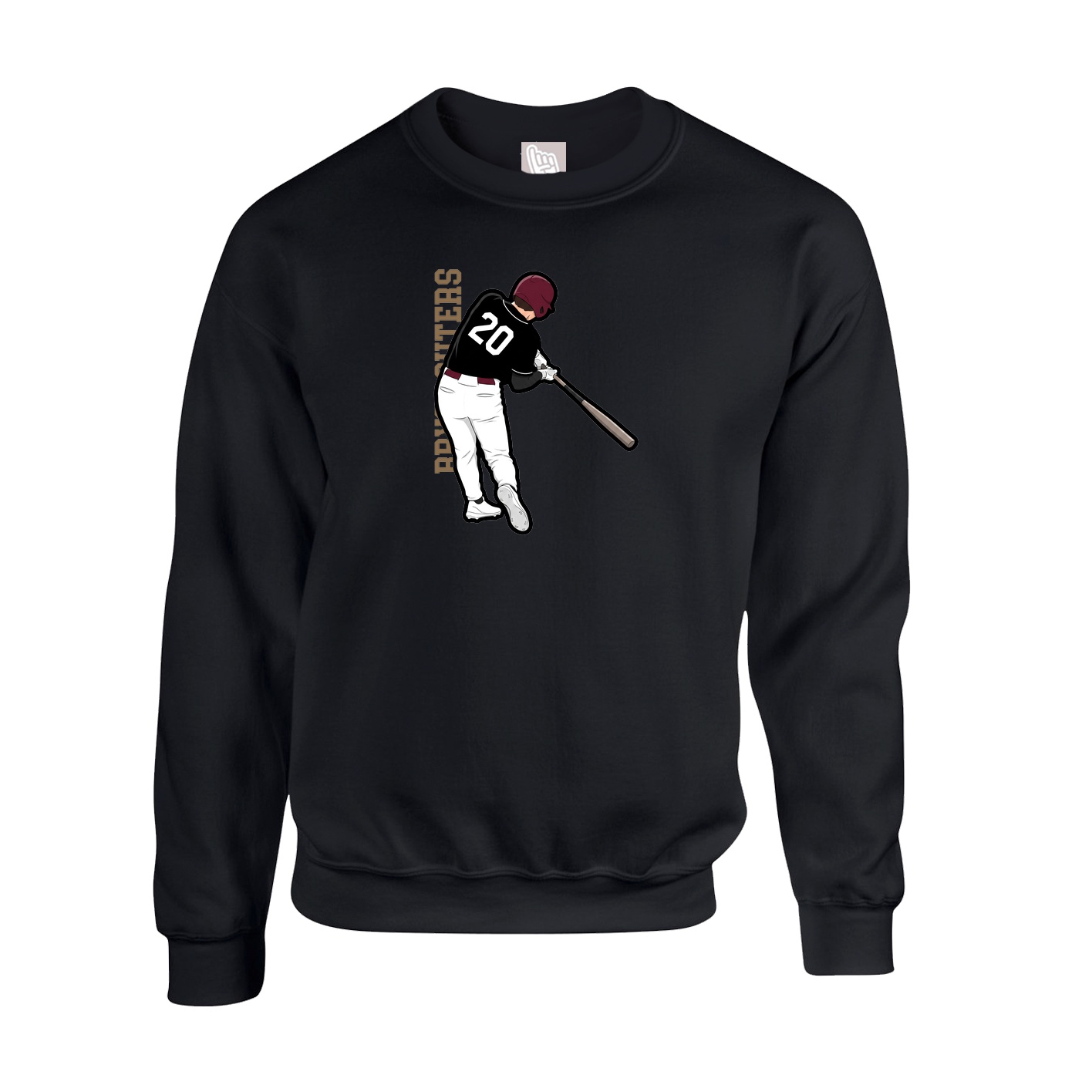 Fleece Crew — Name Vertical in Black