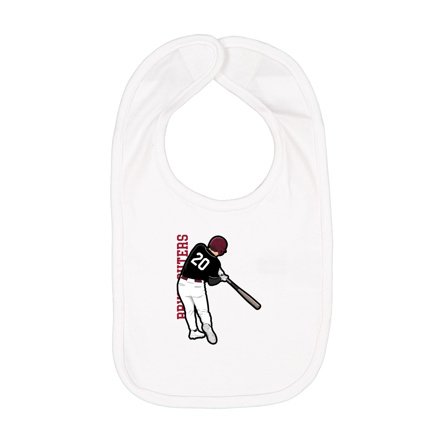 Infant Bib — Name Vertical in White