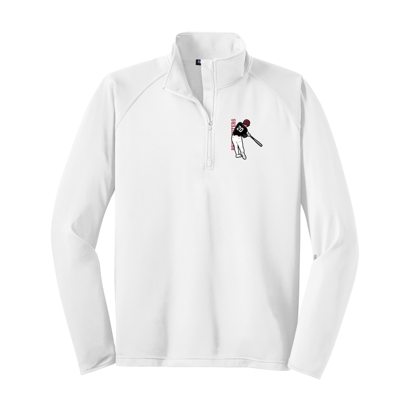 Q-Zip Pullover — Name Vertical in White