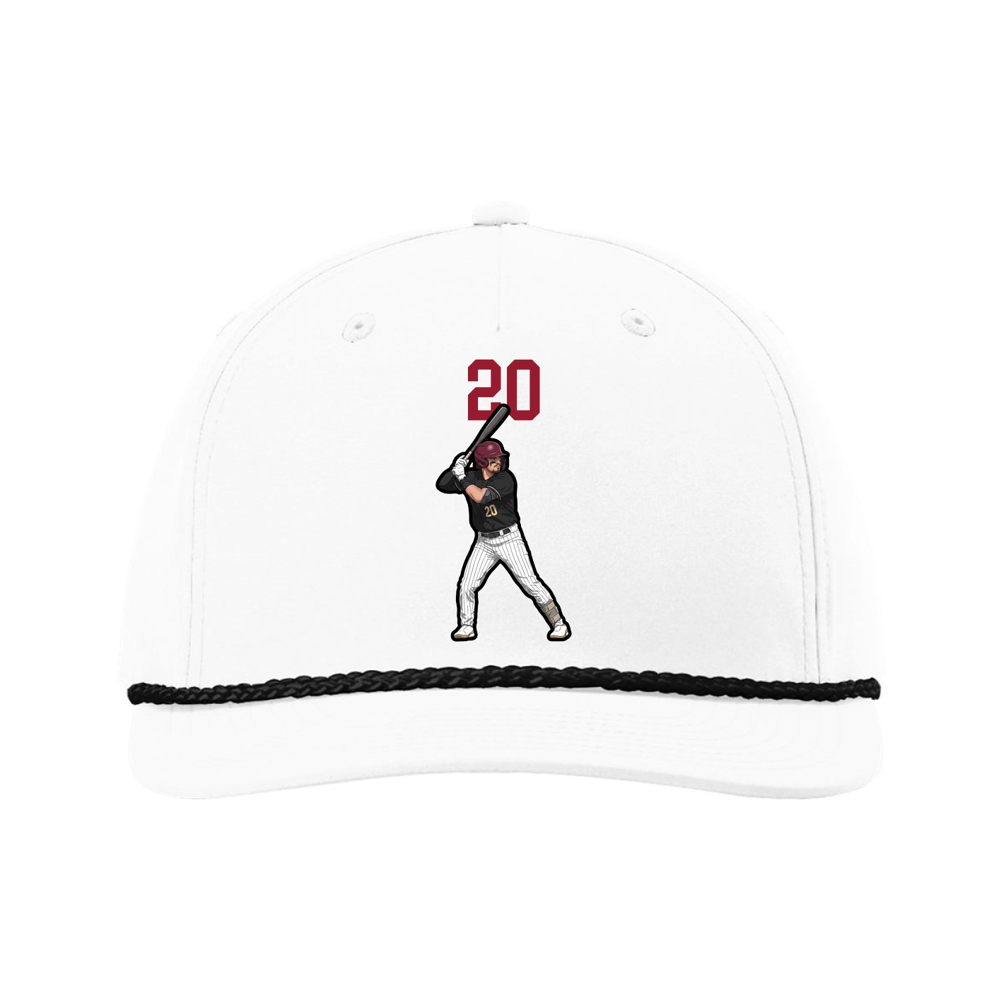 Five-Panel Classic Rope Cap — Number Top in White