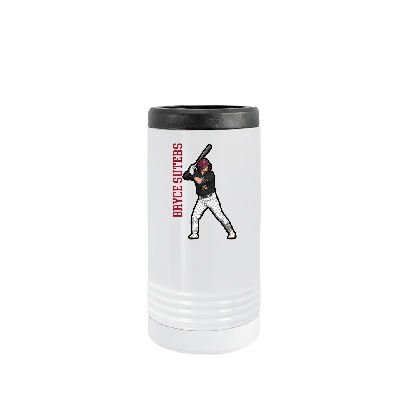 Slim Beverage Holder — Name Vertical in White