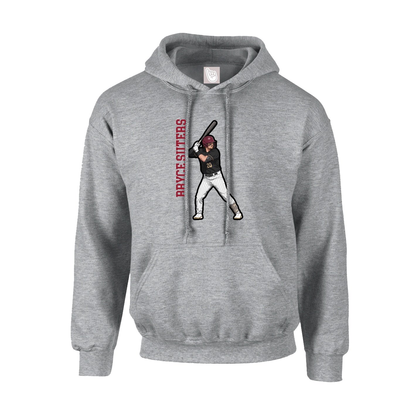 Hoodie — Name Vertical in Grey